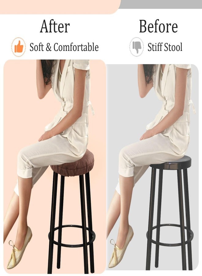 طقم أغطية كراسي بار LYLNBYWK مكون من قطعتين، أغطية كراسي دائرية مزودة بحزام مطاطي، أغطية مقاعد ناعمة، مانعة للانزلاق وقابلة للغسل، مقاس 12 بوصة، بني - Image 5